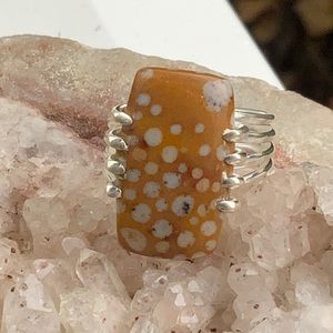FAUN JASPER 925 STERLING SILVER RING, SIZE 6.5